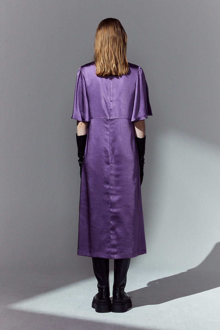 ﻿Bell Sleeve Short-sleeved Dress_Purple