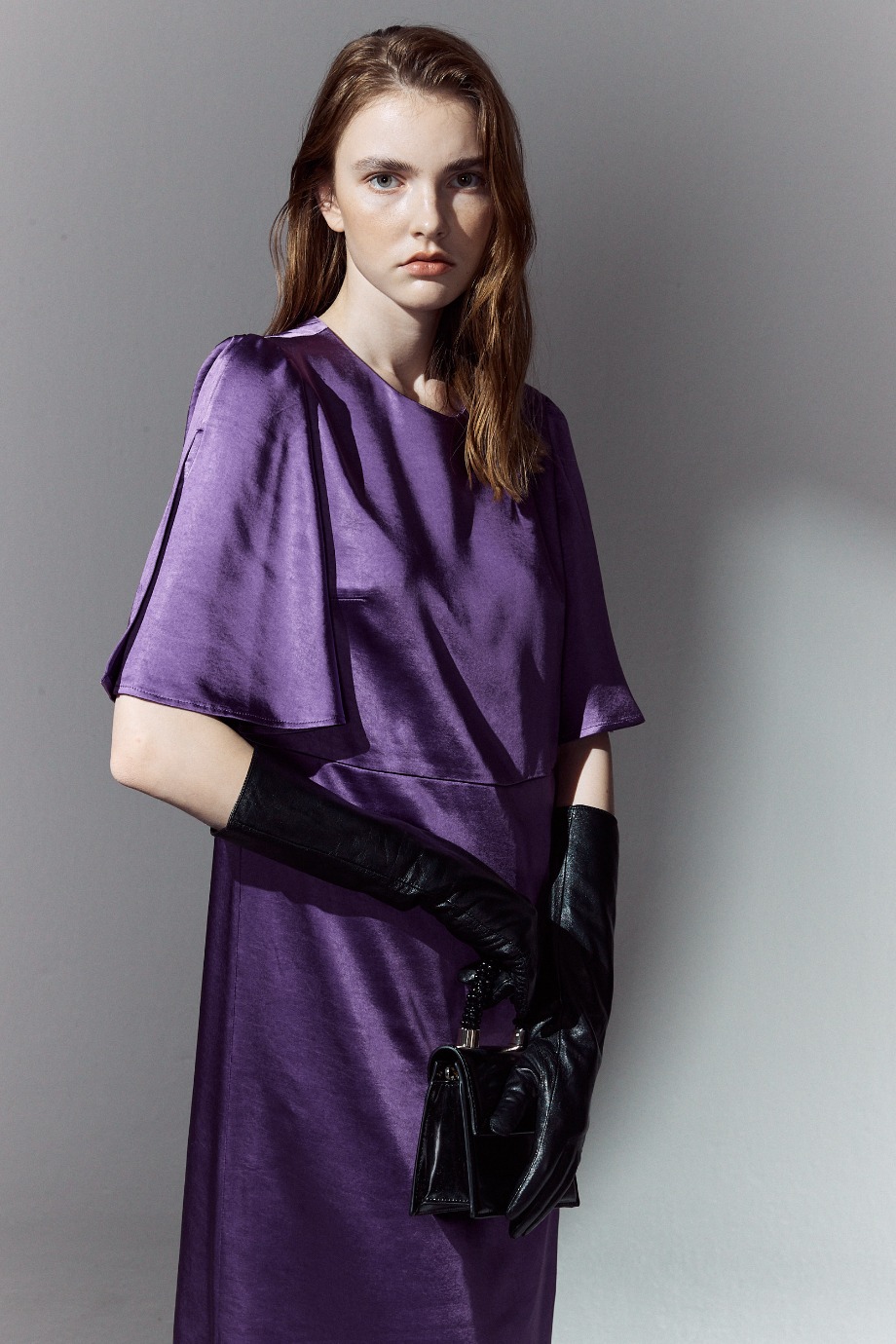 ﻿Bell Sleeve Short-sleeved Dress_Purple